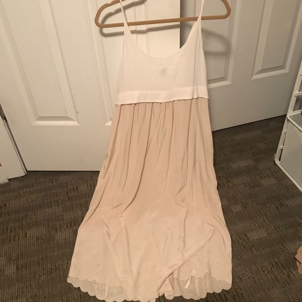 White and cream silk dress